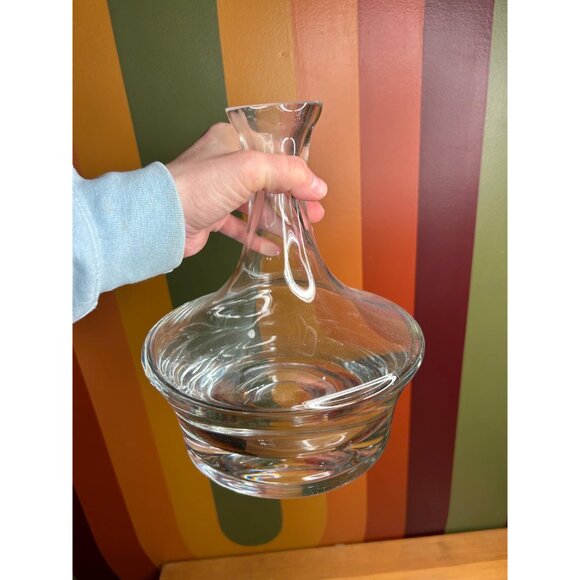 heavy clear glass decanter whisky alcohol bar cart MCM - tiny chips - Picture 5 of 8